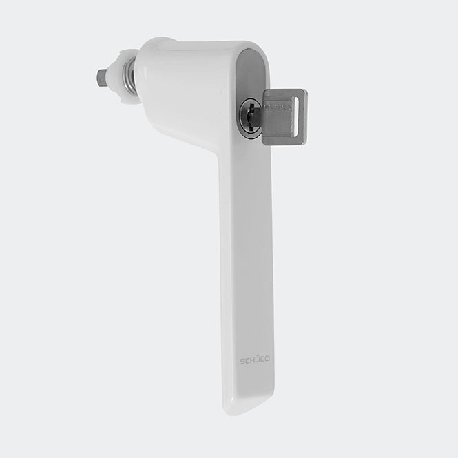 Poignée de fenêtre à ficher - verrouillable - retardement d'éffraction Blanc RAL 9010