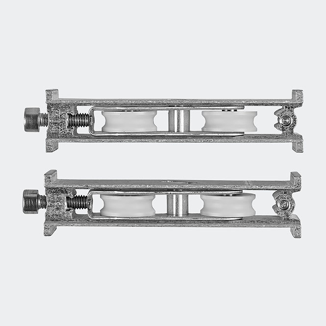 Chariot double, réglable, pour coulissant 