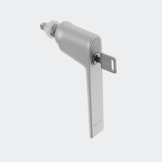 Poignée de fenêtre à ficher - verrouillable - commande inversée - retardement d'éffraction, 247656 Argenté