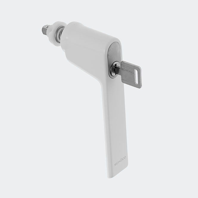 Poignée de fenêtre à ficher - verrouillable - commande inversée - retardement d'éffraction, 247659 Blanc RAL 9016