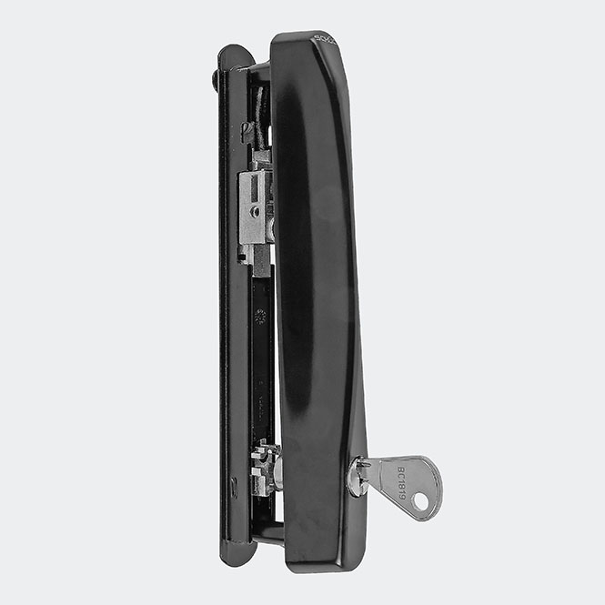 Verrou double verrouillable à clef pour coulissant 