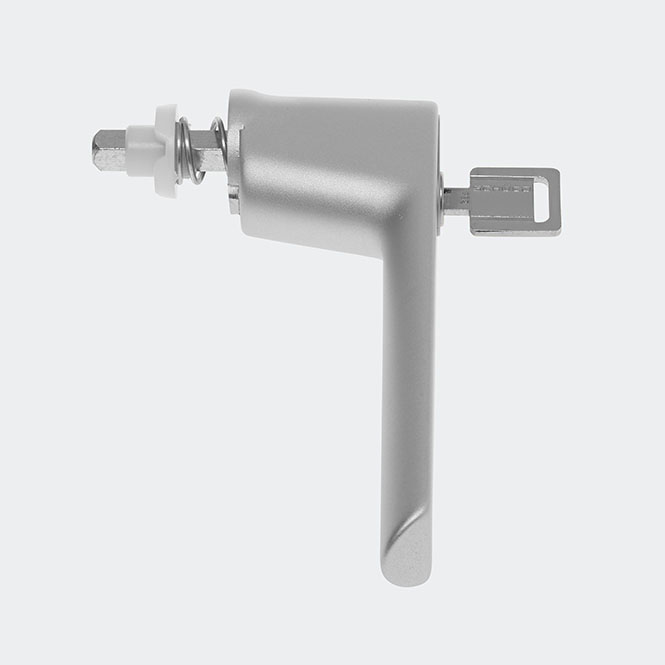 Poignée de fenêtre à ficher - verrouillable - commande inversée - retardement d'éffraction, 247656 Argenté