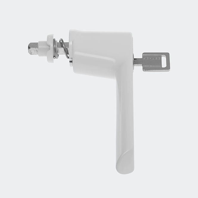 Poignée de fenêtre à ficher - verrouillable - commande inversée - retardement d'éffraction, 247659 Blanc RAL 9016